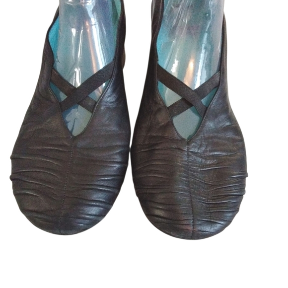 Thierry Rabotin Black Leather Criss-Cross Wedges Size 9.5 - Picture 3 of 9